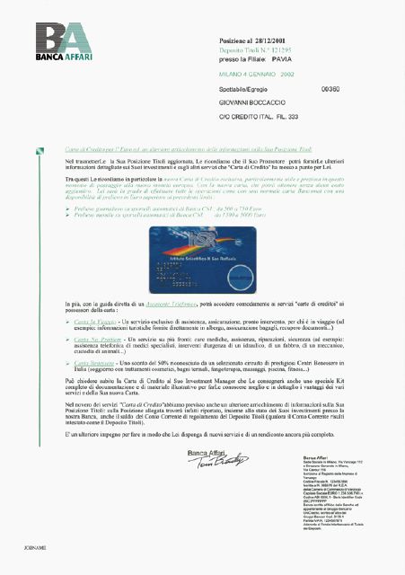 Banking Letter