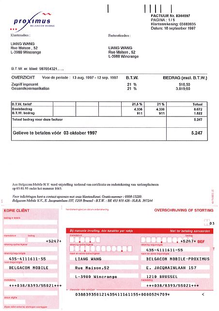 Belgacom Bill 1