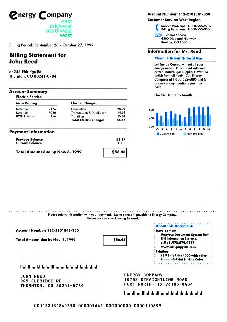 Energy Bill Sample 1